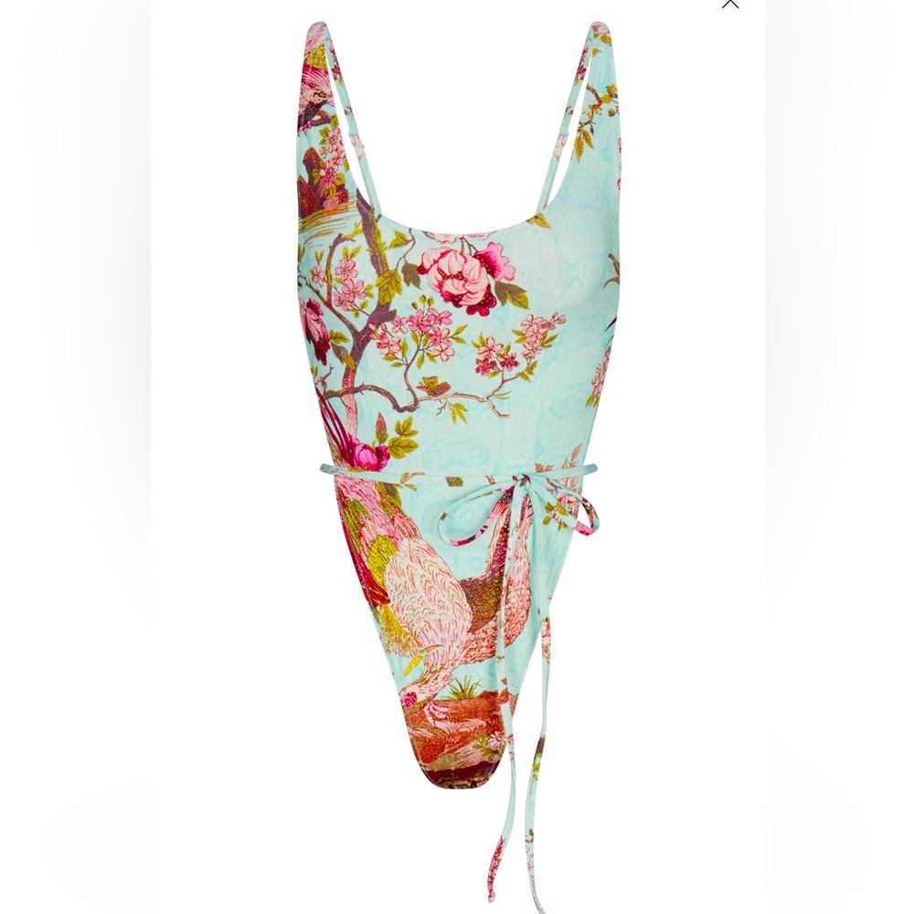 SKIMS x Roberto Cavalli tie waist one piece Fagianella Print Size small NWT